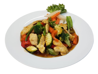 Gemüse mit Kokosmilch und roter Currysauce (vegetarisch)